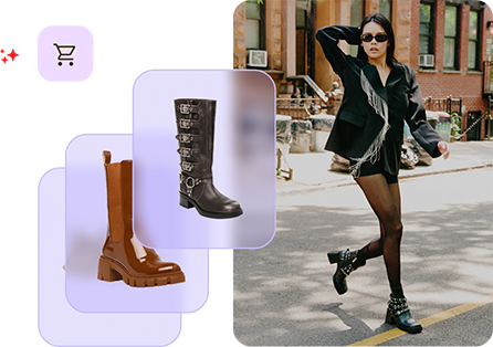 eCommerce store for shoes, image of a woman with boots