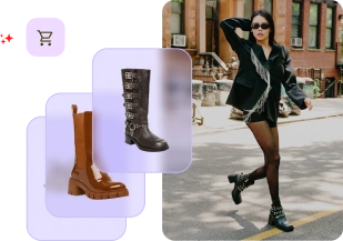 eCommerce store for shoes, image of a woman with boots