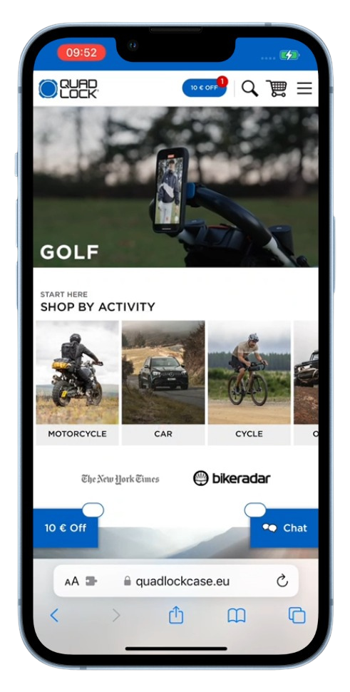 quad lock eccomerce store on Mobile