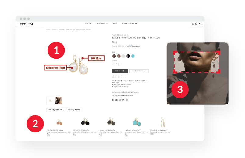 Single product page on ecommerce website, with information on it (see live text)