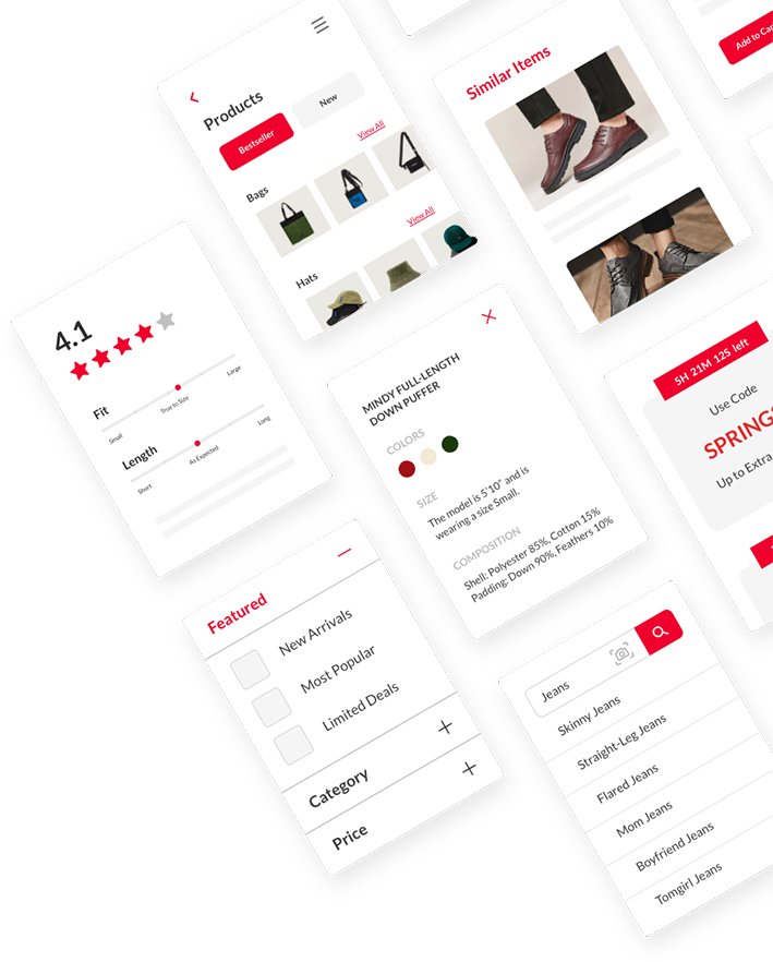 eCommerce website Mobile snapshots