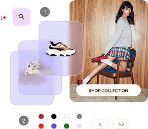 E-Commerce search page, Desktop and Mobile devices, with text on it (read text)