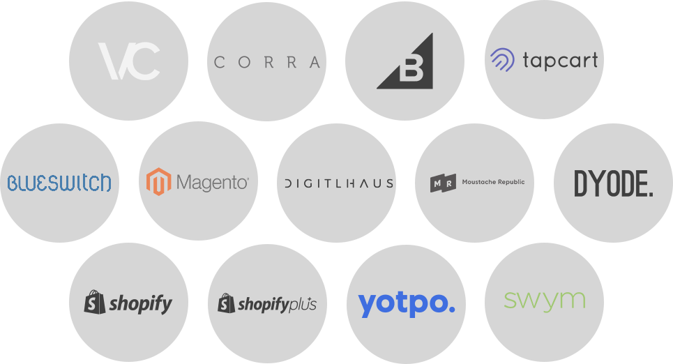 icons of platforms as Shopify, agencies as Corra, and technologies as Yotpo