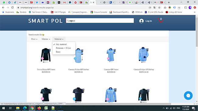  e-commerce website with Search Results - Search bar is displayed, containing several filters
