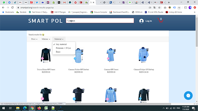 e-commerce website with Search Results - Search bar is displayed, containing several filters